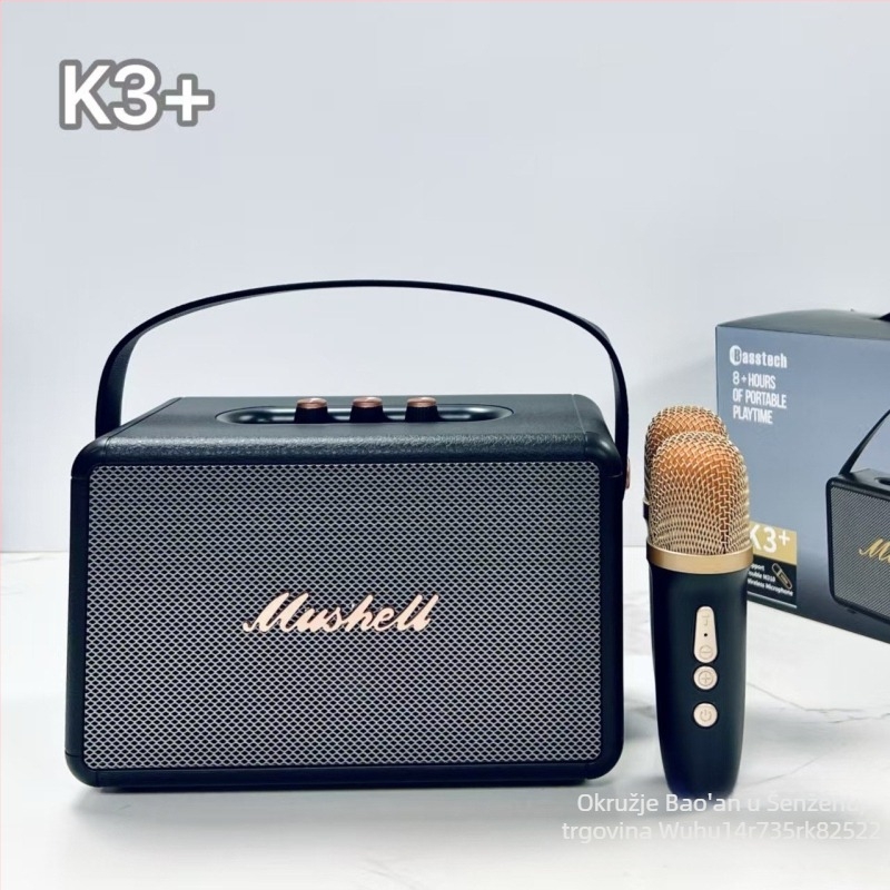 K3+ All-in-One Karaoke zvučnik s Bluetooth 5.3, 20W, frekvencijski raspon 20Hz-20kHz, SNR ≥70dB, ugrađena baterija 1200–2000mAh