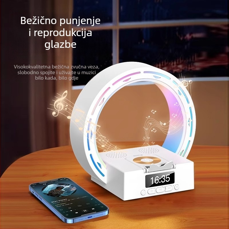 L35 Bluetooth zvučnik s budilicom, noćnom lampom i držačem za telefon, 3 u 1; Bluetooth 5.3, ugrađena baterija 1200–2000 mAh, 15W, IPX5, frekvencijski odziv 100 Hz–20 kHz