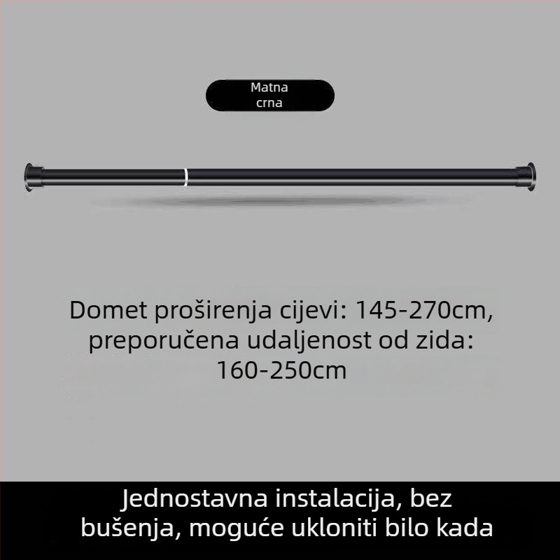 Teleskopska šipka za sušenje odjeće za balkon i kupaonicu, izvučiva zavjesa šipka, unutarnja šipka za vješanje odjeće — Marka: Drugo; Materijal: Drugo; Prilagodljivost: Ne; Stil: Moderno jednostavno