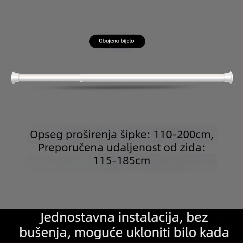 Teleskopska šipka za sušenje odjeće za balkon i kupaonicu, izvučiva zavjesa šipka, unutarnja šipka za vješanje odjeće — Marka: Drugo; Materijal: Drugo; Prilagodljivost: Ne; Stil: Moderno jednostavno