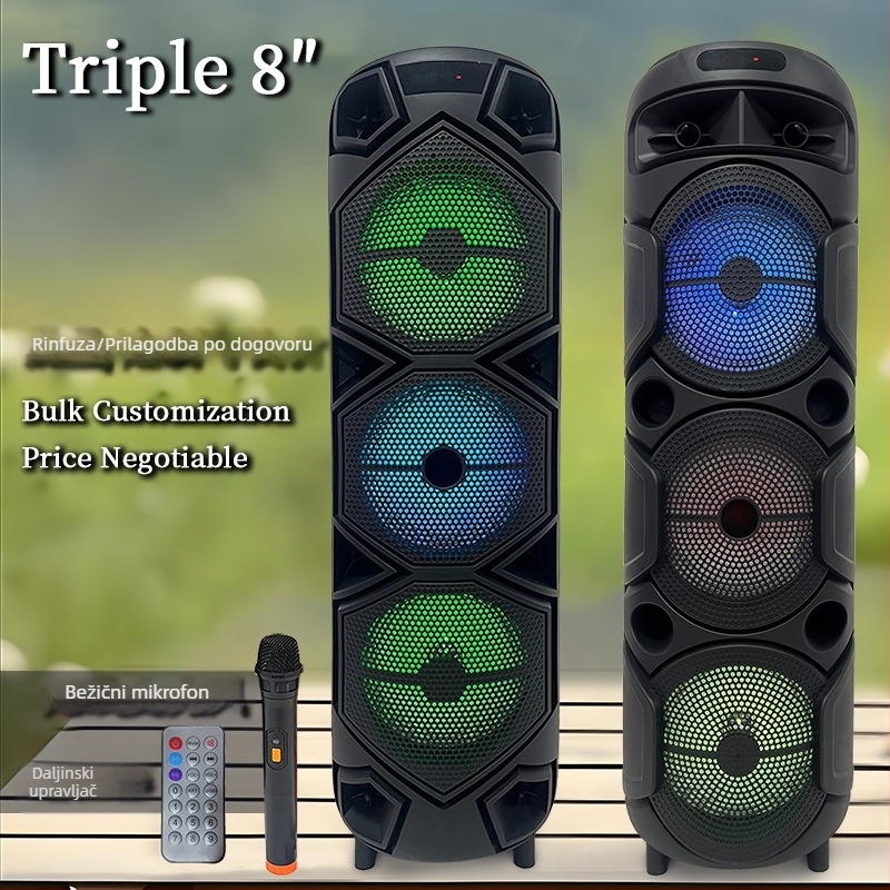 Prijenosni Bluetooth zvučnik za karaoke, 8 inča, sa stereo subwooferom