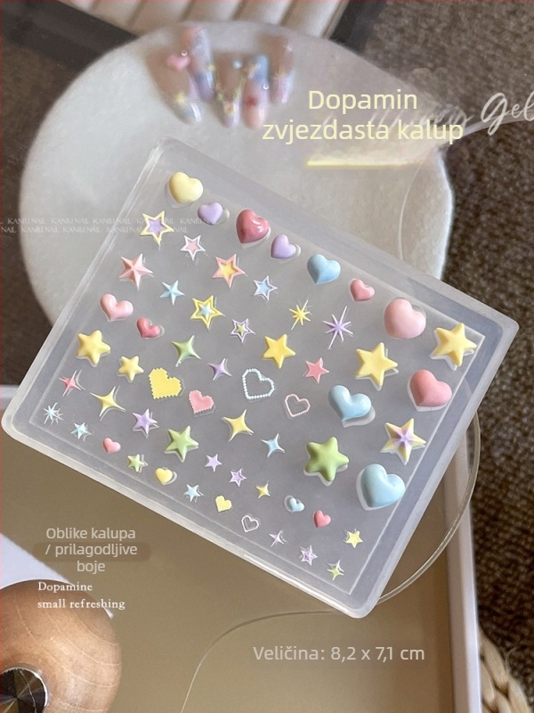 Kalup za nokte od silikona – Godina konja: Dopamin zvijezda i Srce, 3D dizajn, Jednostavno odljepljivanje, Aluminij oksid