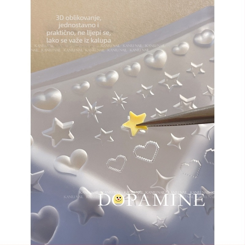 Kalup za nokte od silikona – Godina konja: Dopamin zvijezda i Srce, 3D dizajn, Jednostavno odljepljivanje, Aluminij oksid