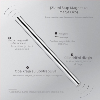 Magnet za nokte s mačjim okom - Multifunkcionalni dvostruko glavi cilindrični trajni magnet, nehrđajući čelik 23 g