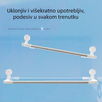 Nerđajući čelična teleskopna šipka za sušenje odjeće sa samoljepljivom podlogom – balkon, pločice/prozori, kupaonica