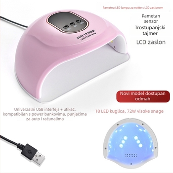 Lampa za nokte SUN19MINI 72W, visoka snaga, inteligentni senzor pokreta, veliki unutarnji prostor, brzo sušenje noktiju