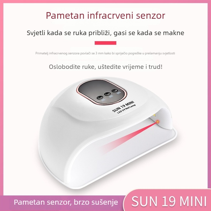 Lampa za nokte SUN19MINI 72W, visoka snaga, inteligentni senzor pokreta, veliki unutarnji prostor, brzo sušenje noktiju