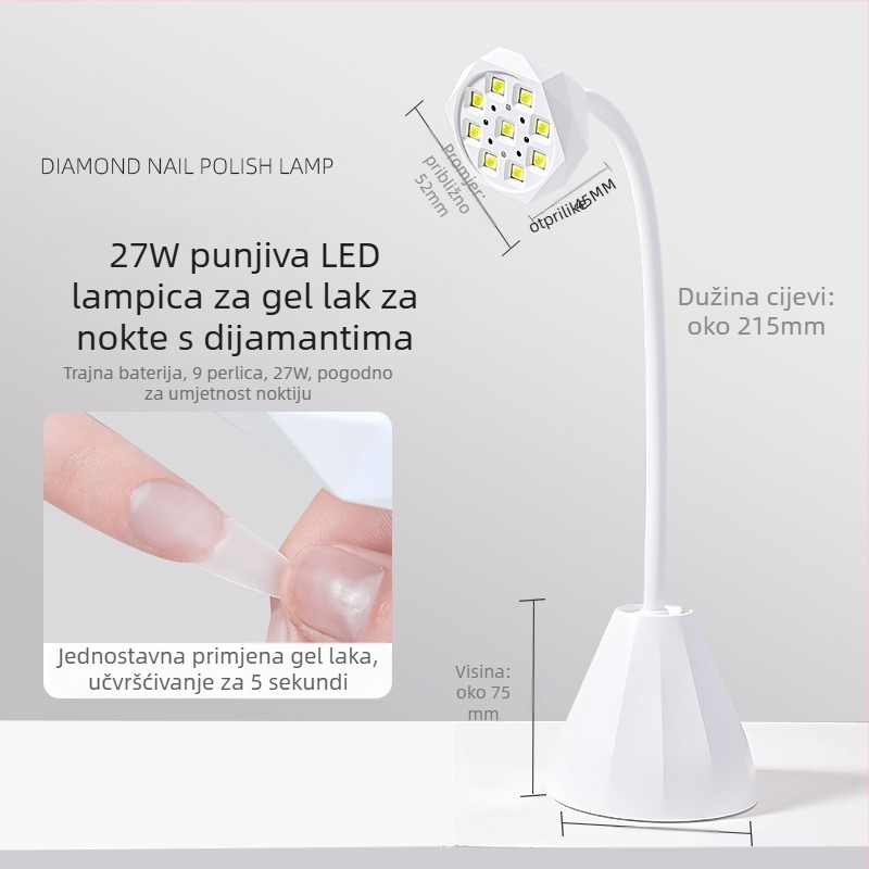 Uređaj za fototerapiju noktiju s inteligentnim senzorom i punjivom baterijom, salonska lampa; Diamond Table Lamp model; Zhejiang podrijetlo; OEM