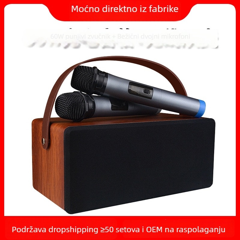 Kućni karaoke sustav s Bluetooth zvučnicima, 2 zvučnika, 20 Hz–20 kHz, SNR 75 dB, ugrađena baterija 6000 mAh