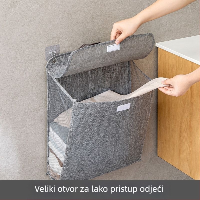 Sklopivi zidni koš za prljavo rublje, pamuk materijal, kućno i studentsko skladištenje, moderni minimalistički dizajn