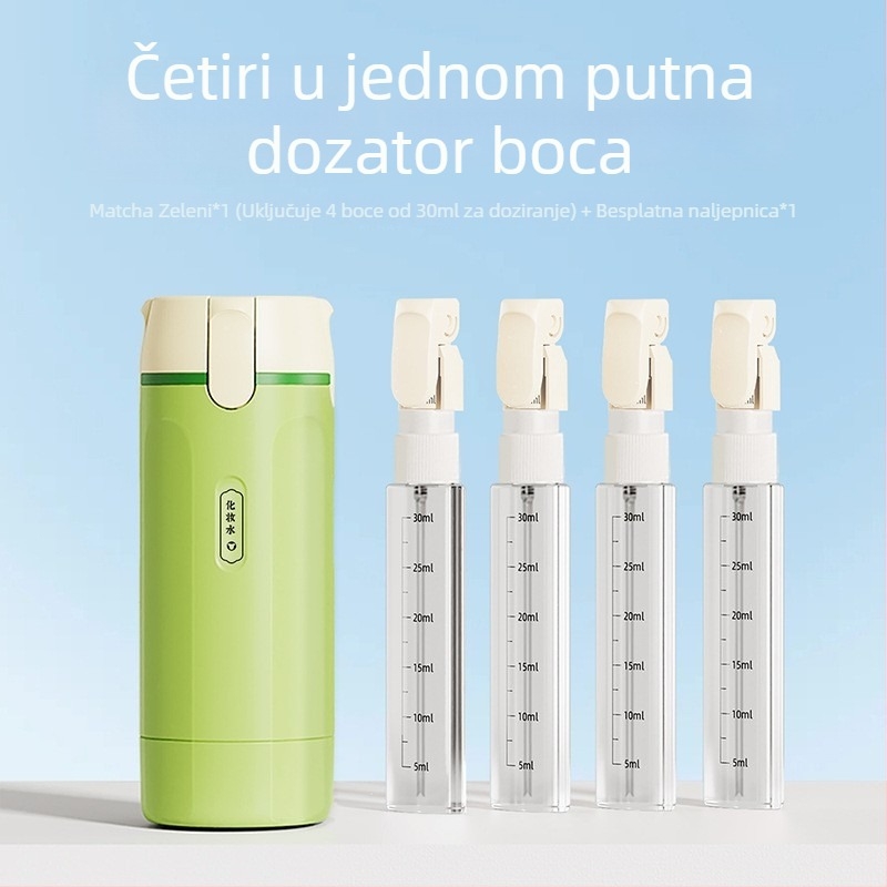 Četiri u jednom putna dozator-bočica, PP materijal, prijenosno skladište kozmetike (šampon i gel za tuširanje)