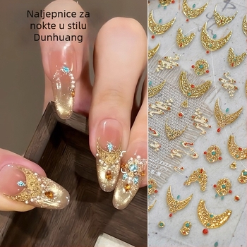 Naljepnice za nokte za francusku manikuru; Motivi inspirirani zapadnim Dunhuanom i antičkim grčkim ukrasima; s ljepilom na stražnjoj strani za laganu primjenu (Brend: Tomoni nail art; Podrijetlo: Zhejiang; Vzor: Zvjezdano nebo; Stil: Slatko; Primjenjuje se