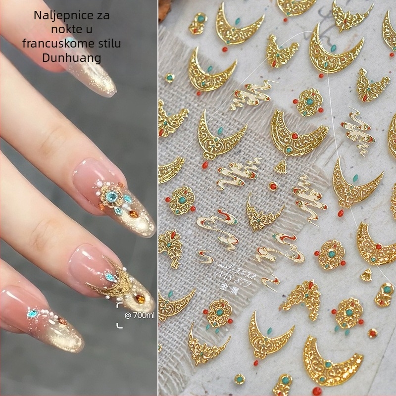 Naljepnice za nokte za francusku manikuru; Motivi inspirirani zapadnim Dunhuanom i antičkim grčkim ukrasima; s ljepilom na stražnjoj strani za laganu primjenu (Brend: Tomoni nail art; Podrijetlo: Zhejiang; Vzor: Zvjezdano nebo; Stil: Slatko; Primjenjuje se
