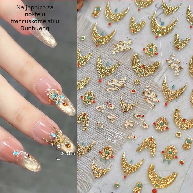 Naljepnice za nokte za francusku manikuru; Motivi inspirirani zapadnim Dunhuanom i antičkim grčkim ukrasima; s ljepilom na stražnjoj strani za laganu primjenu (Brend: Tomoni nail art; Podrijetlo: Zhejiang; Vzor: Zvjezdano nebo; Stil: Slatko; Primjenjuje se