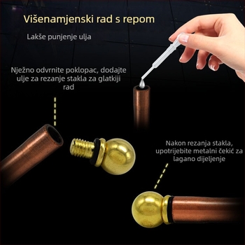 Nož za rezanje pločica, tip valjka, od legure, brončana ručka, ručni alat