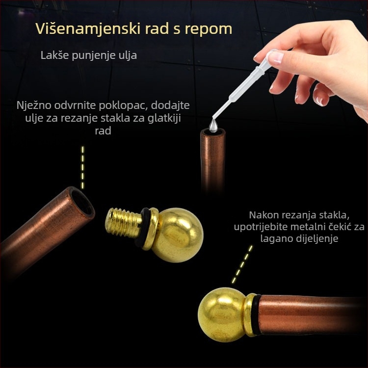 Nož za rezanje pločica, tip valjka, od legure, brončana ručka, ručni alat