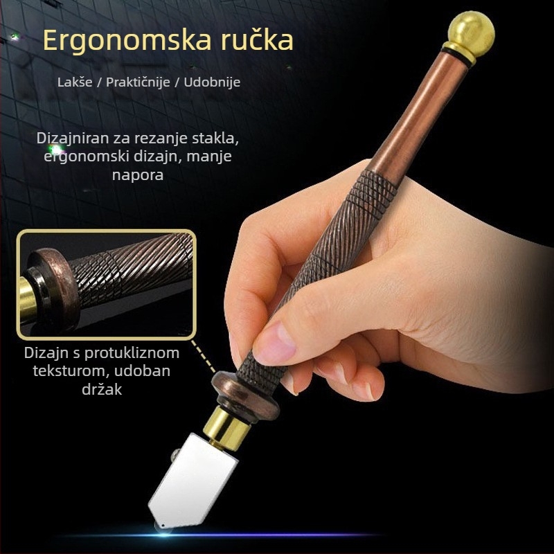 Nož za rezanje pločica, tip valjka, od legure, brončana ručka, ručni alat