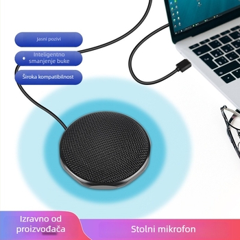 USB omnidirekcijski kondenzatorski mikrofon za karaoke, igre i sastanke — 100 Hz–20 kHz, SNR ≥70 dB, Plug‑and‑Play USB