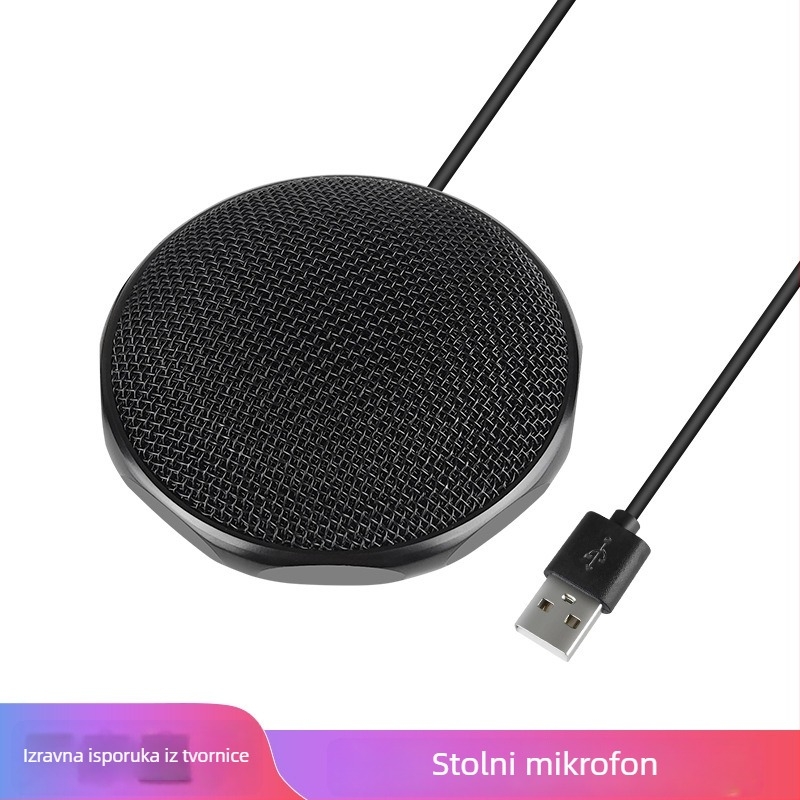 USB omnidirekcijski kondenzatorski mikrofon za karaoke, igre i sastanke — 100 Hz–20 kHz, SNR ≥70 dB, Plug‑and‑Play USB