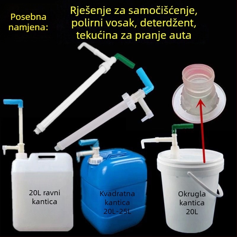 Dispenzer tekućine za pranje automobila sa sustavom automatskog čišćenja, ručna tlačna glava i pumpa za ulje