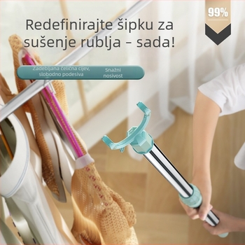 Teleskopska šipka za sušenje odjeće s razdvojenim krajevima, nehrđajući čelik, kućna upotreba