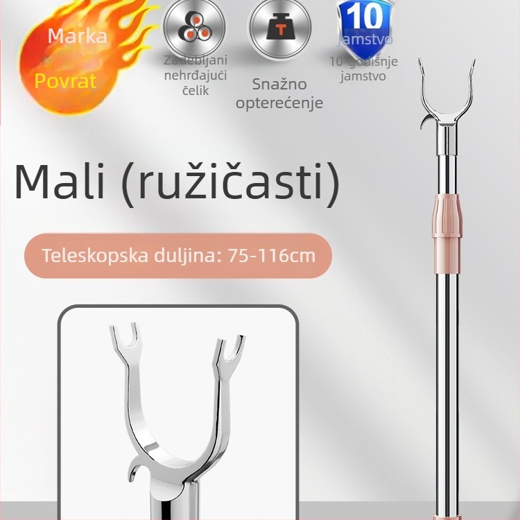 Teleskopska šipka za sušenje odjeće s razdvojenim krajevima, nehrđajući čelik, kućna upotreba