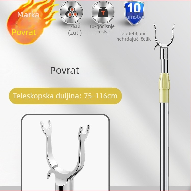 Teleskopska šipka za sušenje odjeće s razdvojenim krajevima, nehrđajući čelik, kućna upotreba