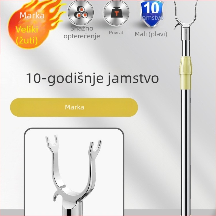 Teleskopska šipka za sušenje odjeće s razdvojenim krajevima, nehrđajući čelik, kućna upotreba