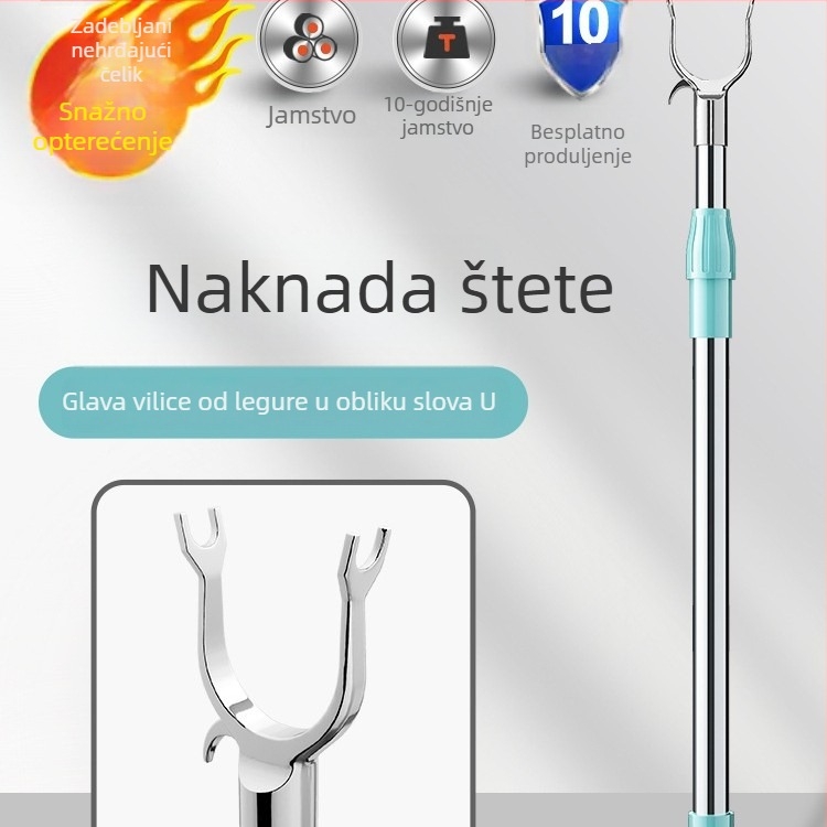 Teleskopska šipka za sušenje odjeće s razdvojenim krajevima, nehrđajući čelik, kućna upotreba
