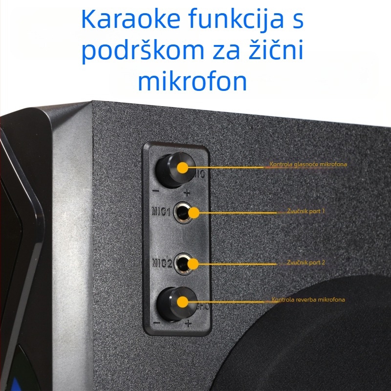 2.1-kanalni Bluetooth multimedijalni zvučnički sustav s ojačalom subwooferom (BT 5.3; 80W; 20 Hz–20 kHz; 360° Surround; RGB rasvjeta)