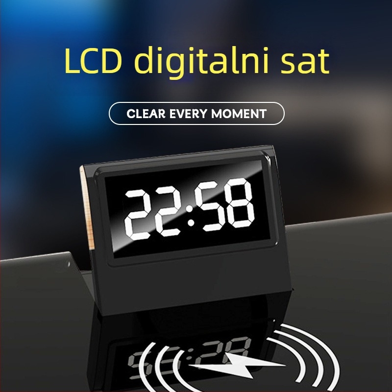 Bežično punjenje stolna lampa s Bluetooth zvučnikom, satom, dodirnim upravljanjem i zaštitom očiju, USB napajanje