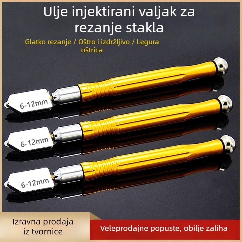 Rezač pločica i staklo s aluminijskom ručkom, dvostrano namijenjeni nož za rezanje ogledala, oštrica od legure, ručni otvorivač rubova pločica