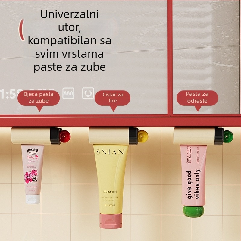 Magnetski dispenser paste za zube ispod ogledala, bez bušenja, klip za istiskivanje paste