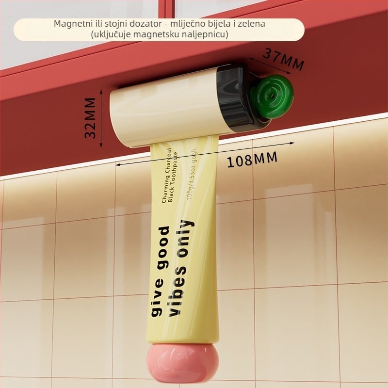 Magnetski dispenser paste za zube ispod ogledala, bez bušenja, klip za istiskivanje paste