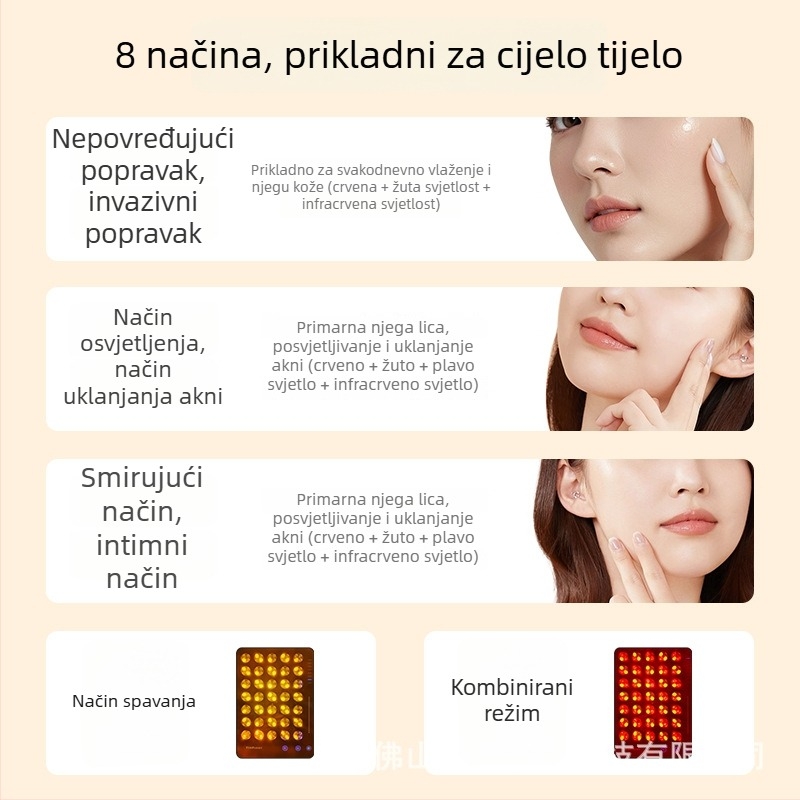 Xin Phil uređaj za lice – maska za njegu kože s infracrvenom i bojnom svjetlosnom terapijom, uklanjanje bora, prijenosno, IPX3 vodootpornost.