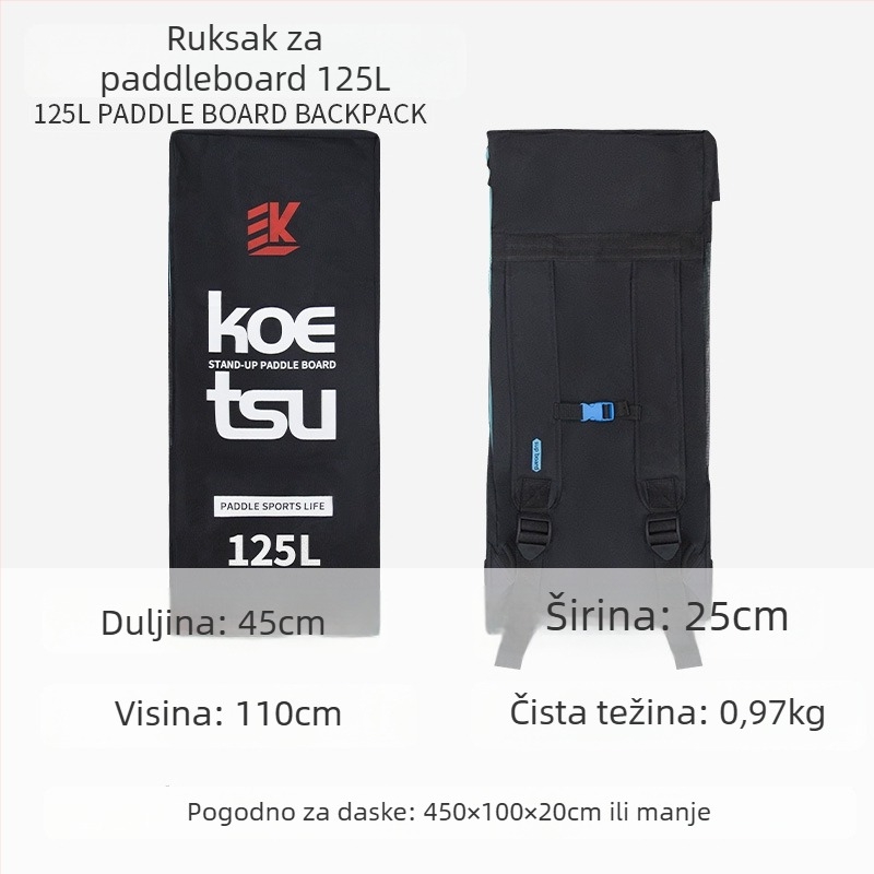 Koetsu ruksak za SUP dasku, napuhljiv, 125L kapacitet, Oxford tkanina