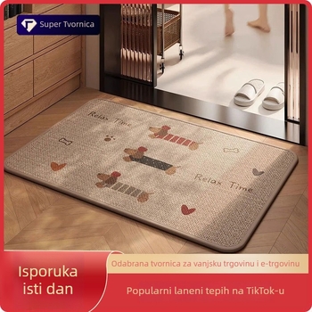 Lanena prostirka za pod s crtićem, kvadratnog oblika, upija, protuklizna, brzo se suši, periva, za kuhinju i kupaonicu