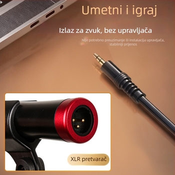 Ručni kondenzatorski mikrofon za live emitiranje sa bežičnom povezivošću; superkardioidni način snimanja; frekvencijski opseg 30 Hz–15 kHz; SNR ≥70 dB