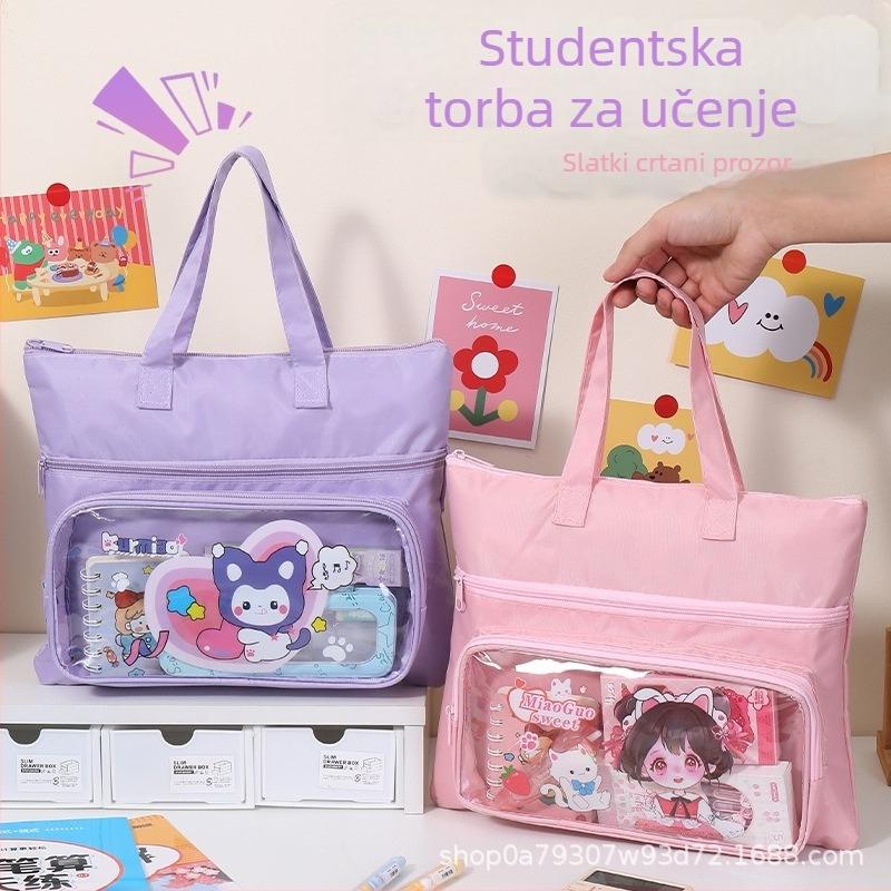 Školska torba s karikaturnim dizajnom, velik kapacitet za udžbenike i domaće zadatke
