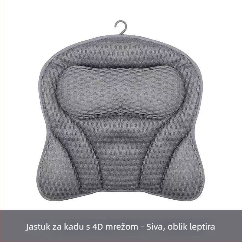 Jastuk za kupanje s 3D mrežicom, usisnim čašicama, protuklizni, poliester, strojno pranje