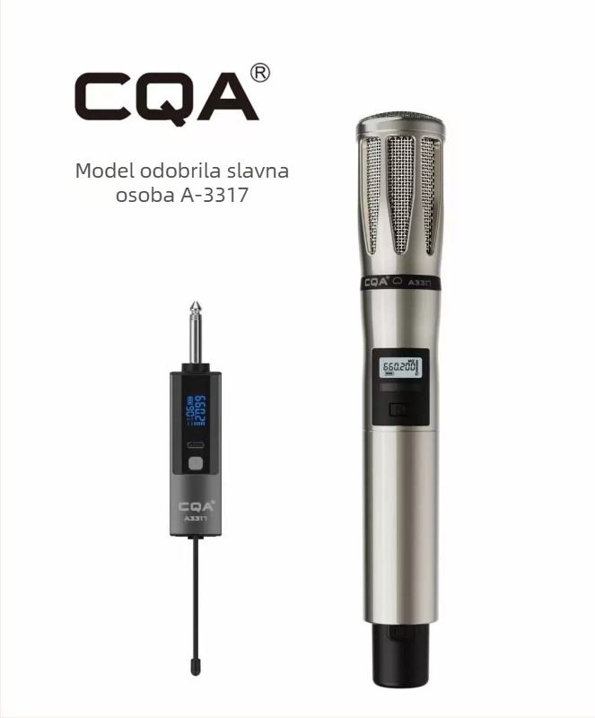 Bežični profesionalni mikrofon CQA3317/3318 — namijenjen za live emitiranje, ugrađena baterija 4000–6000 mAh, frekvencijski odziv 60 Hz–15 kHz