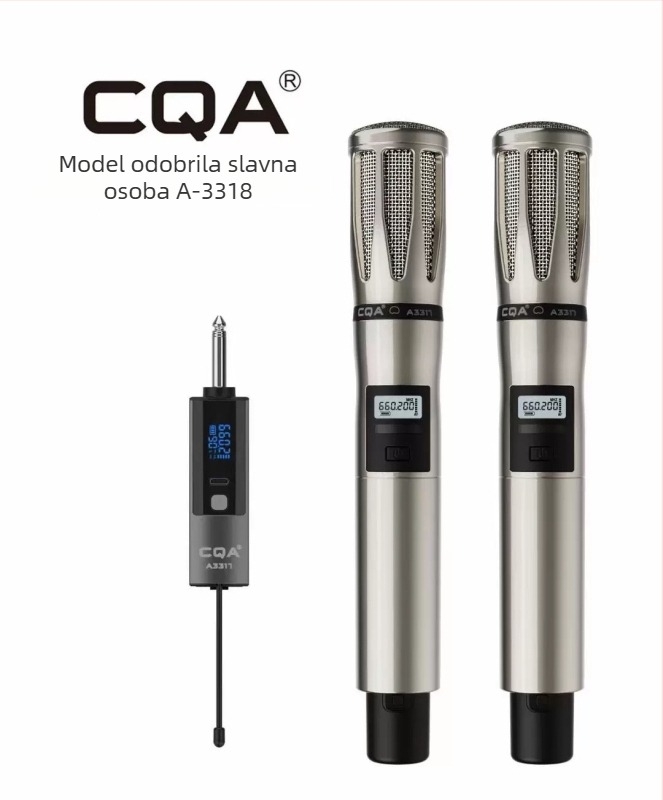 Bežični profesionalni mikrofon CQA3317/3318 — namijenjen za live emitiranje, ugrađena baterija 4000–6000 mAh, frekvencijski odziv 60 Hz–15 kHz
