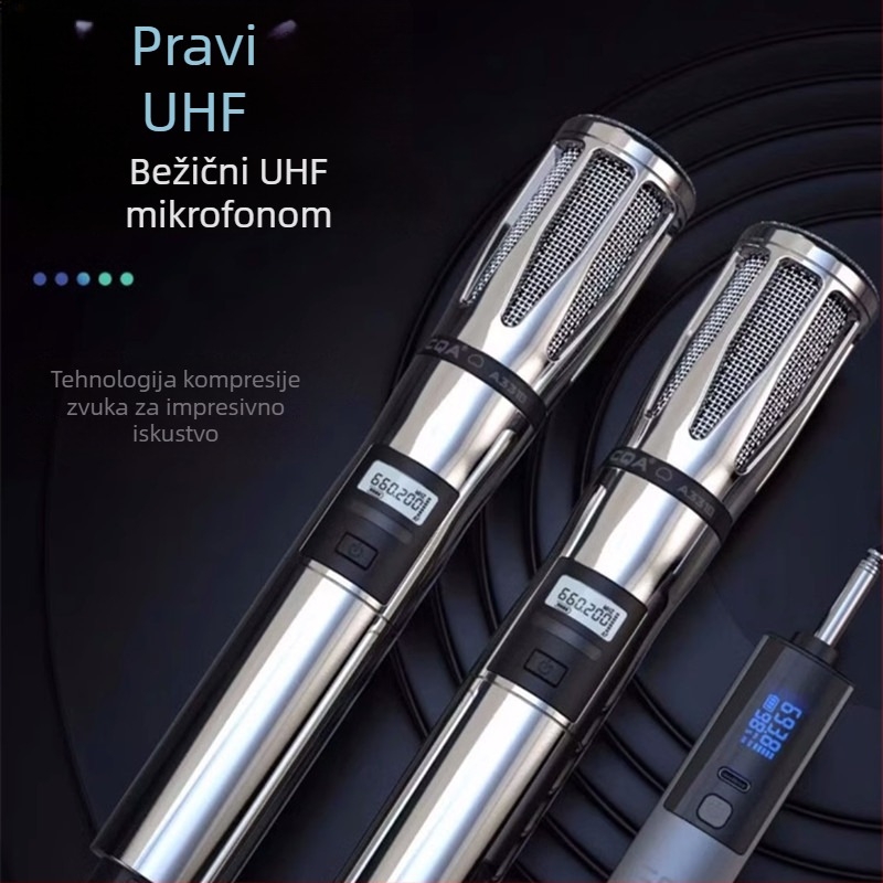 Bežični profesionalni mikrofon CQA3317/3318 — namijenjen za live emitiranje, ugrađena baterija 4000–6000 mAh, frekvencijski odziv 60 Hz–15 kHz