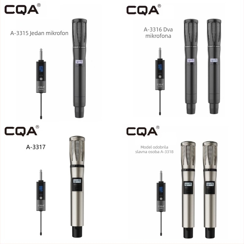Bežični profesionalni mikrofon CQA3317/3318 — namijenjen za live emitiranje, ugrađena baterija 4000–6000 mAh, frekvencijski odziv 60 Hz–15 kHz