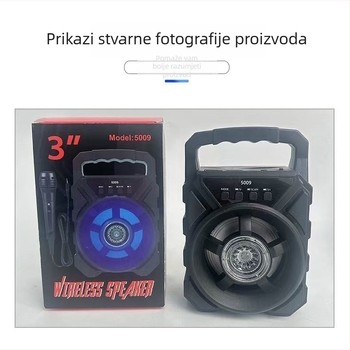 3-inčni prijenosni Bluetooth zvučnik s subwooferom, za vanjsku upotrebu, 5W, Bluetooth 5.3, ugrađena baterija, 100 Hz–20 kHz, SNR ≥75 dB, domet 10 m
