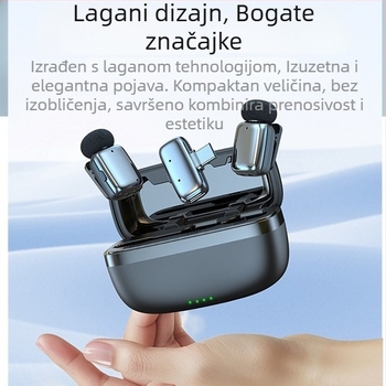 Mini8 lavalier mikrofon za mobilni live streaming, ugrađena baterija, Bluetooth 5.3, SNR ≥70 dB, trajanje baterije 3–6 sati