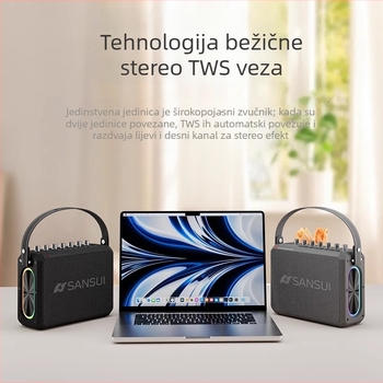 Vanjski Bluetooth karaoke zvučnik sve-u-jednom s ugrađenom baterijom, 75W, frekvencijski odziv 100Hz-20kHz, SNR ≥70dB, 4000–6000mAh