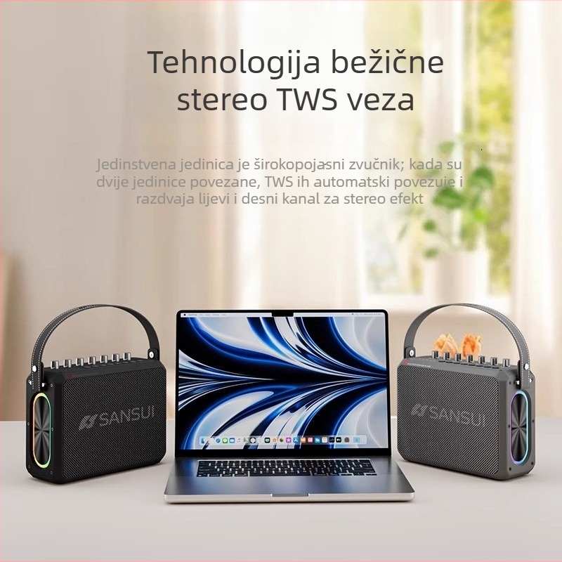 Vanjski Bluetooth karaoke zvučnik sve-u-jednom s ugrađenom baterijom, 75W, frekvencijski odziv 100Hz-20kHz, SNR ≥70dB, 4000–6000mAh