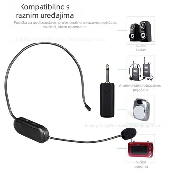 Lavalier headset mikrofon s ugrađenom baterijom, trajanje >12 sati, frekvencijski odziv 20 Hz–20 kHz, SNR ≥60 dB