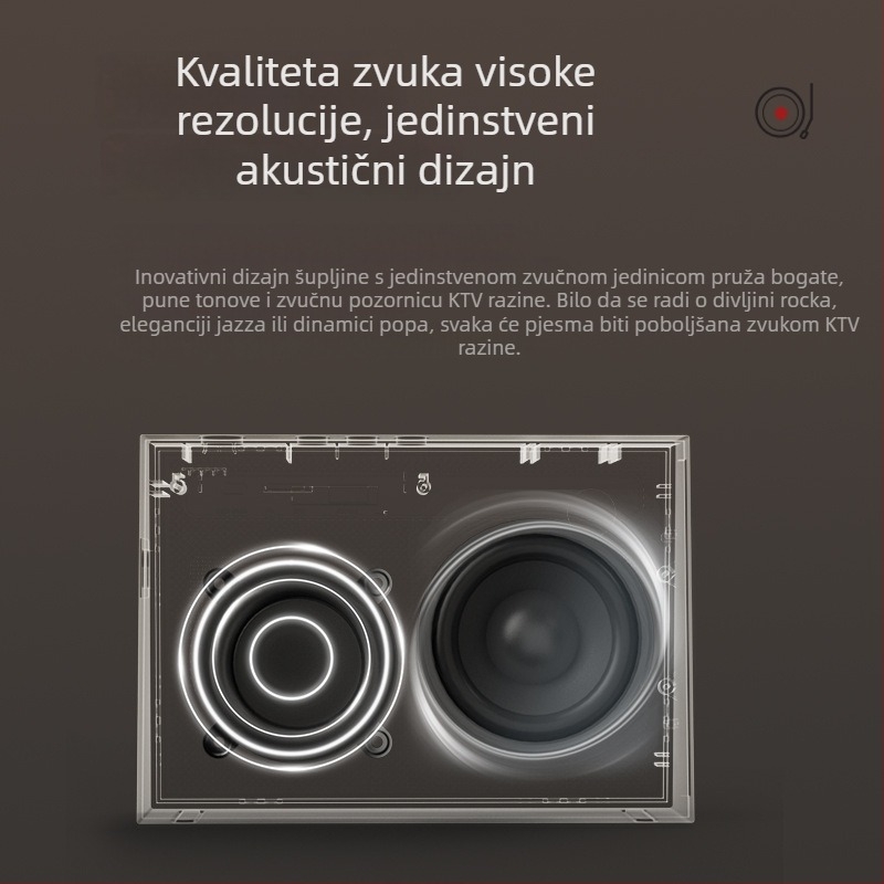 Bežični Bluetooth zvučnik s prikazom tekstova pjesama, retro vinil dizajn, interaktivni veliki zaslon za karaoke uz mikrofon